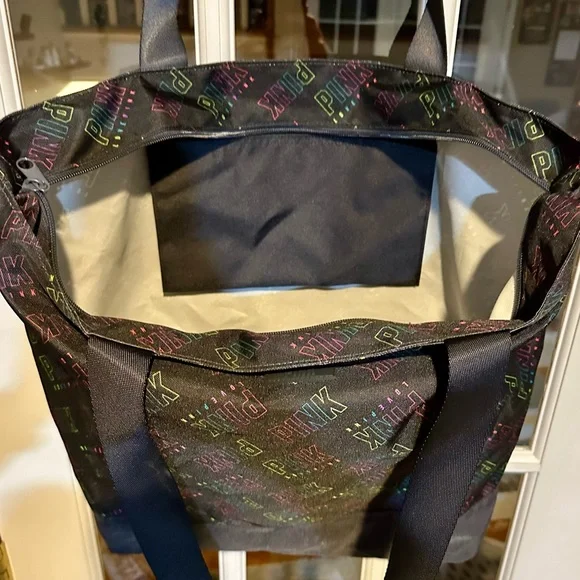 Victoria's Secret PINK black weekender tote bag - NWT - Picture 4 of 9